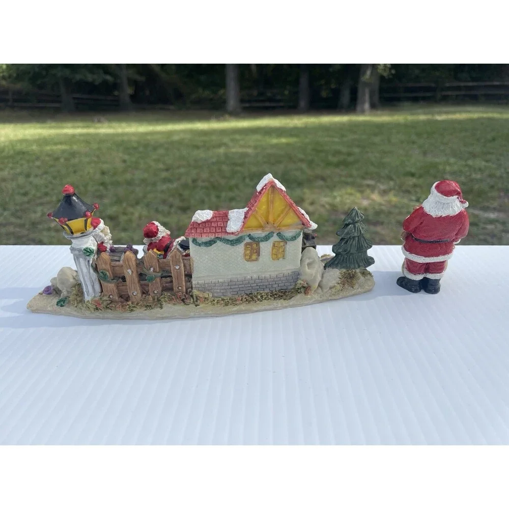Christmas Santa Figurine Decor Lot Train Gnome Holly Salt Pepper 6 Pc
